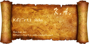 Kürti Ada névjegykártya